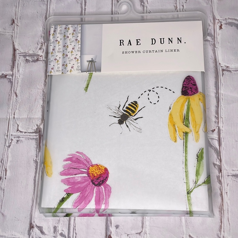 Rae Dunn BEE HAPPY Shower Curtain Liner